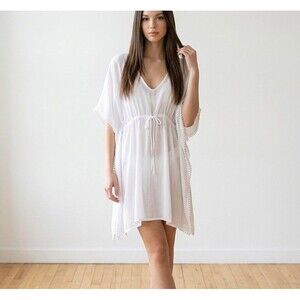 George Women’s White Swim Cover-Up Kaftan Dress Size XL-XXL NWT 100% Polyester